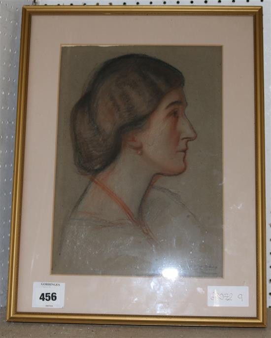 William Rothenstein chalk portrait of a woman(-)